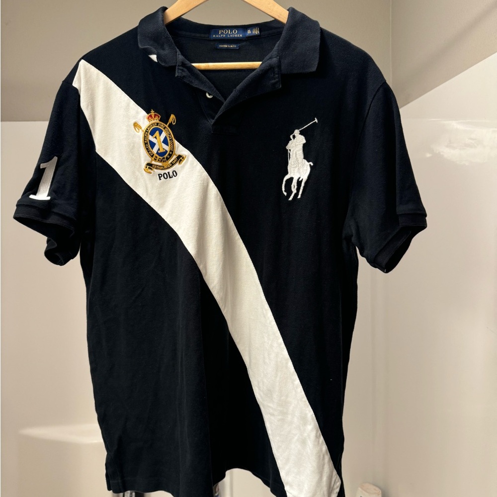 Men’s Polo Ralph Lauren T-shirt in black with white stripe
